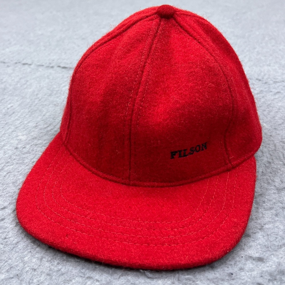 Filson Co Hat Mackinaw Logger Forester 100% Wool Red Woven Cloth‎ Cruiser Cap